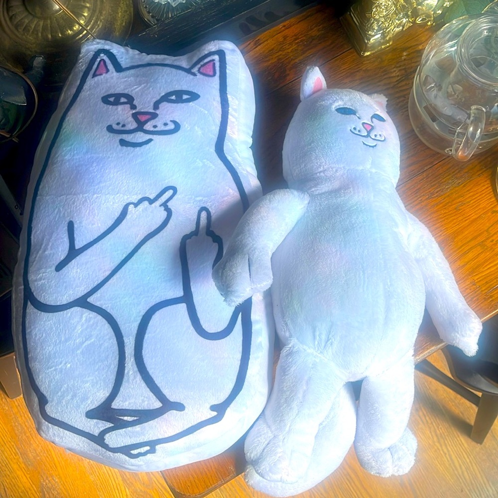SOLD AS SET 🐱🐱 Lord Nermal (Rip N Dip brand) Plush pillow and stuffed animal